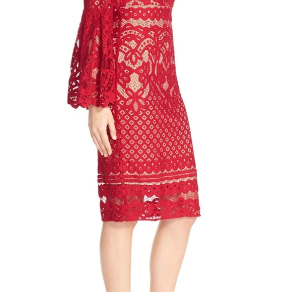 Bardot Red Lace Dress - Picture 4 of 6